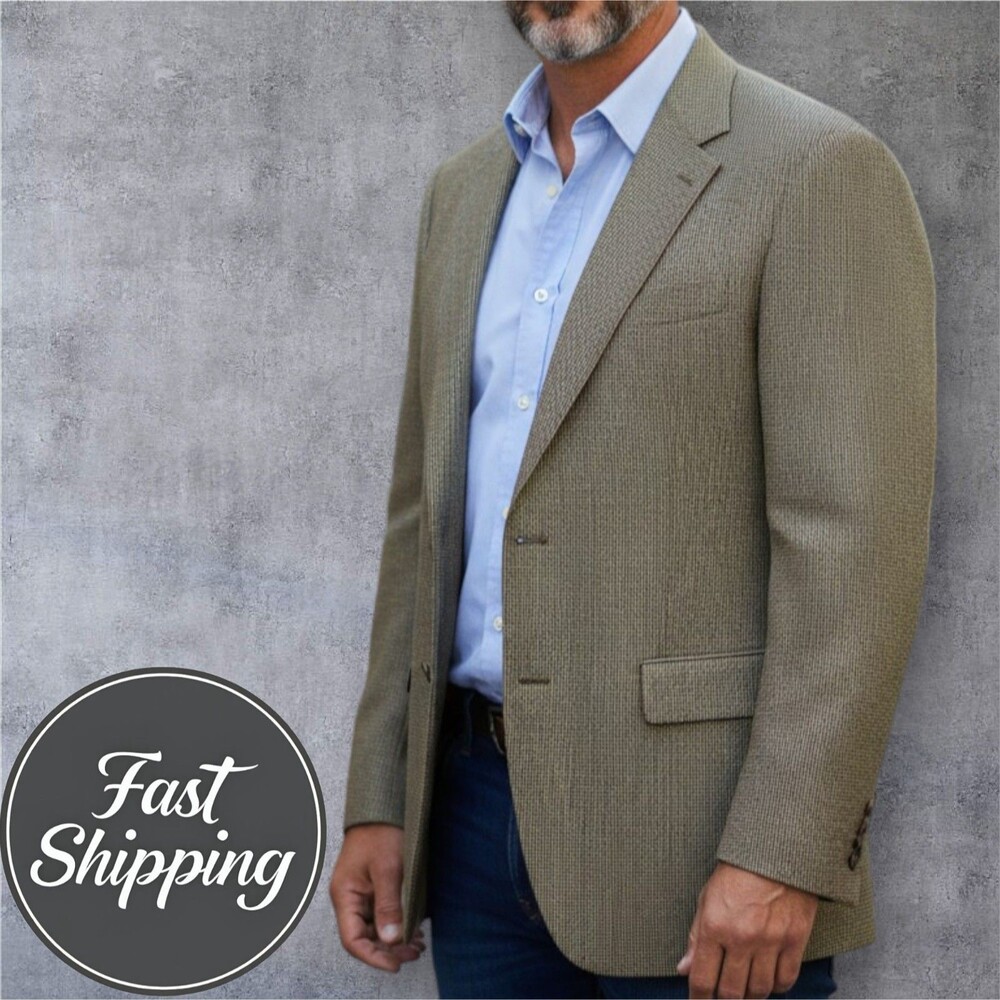 RALPH LAUREN Mens Blazer Sport Coat Jacket Single vent SILK/WOOL 42R Brown/Tan